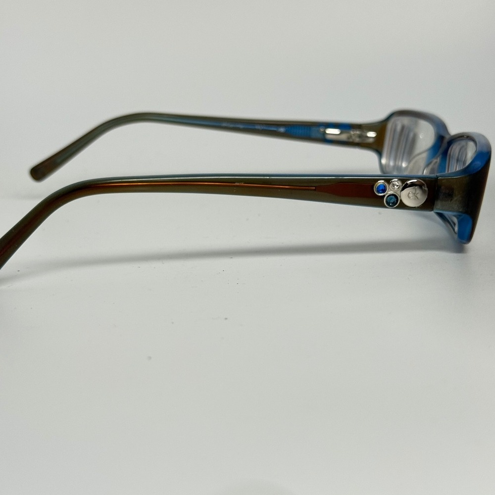 Calvin Klein CK 5572 200 Brown Blue Rhinestone Eyeglasses Frames 50-16-130 - Picture 4 of 7